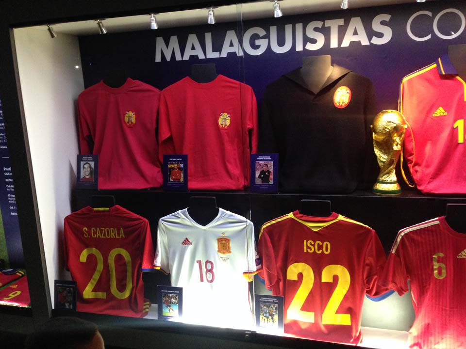 Shirts of former players at La Rosaleda