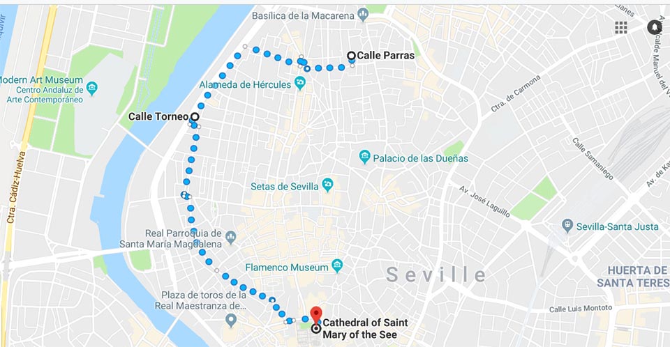 Google maps to Seville Cathedral